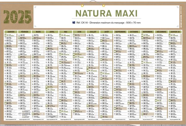 Calendrier Publicitaire Natura Maxi