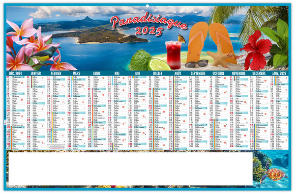 Calendrier publicitaire paradisiaque 2025