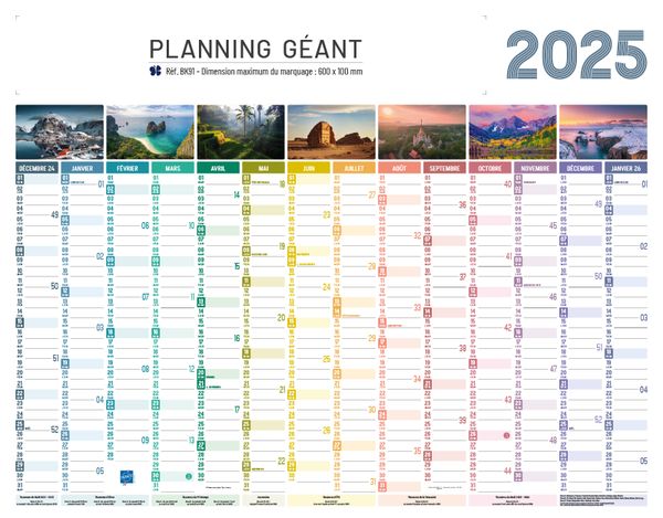 Calendrier publicitaire planning, Maxi Planning Effaçable