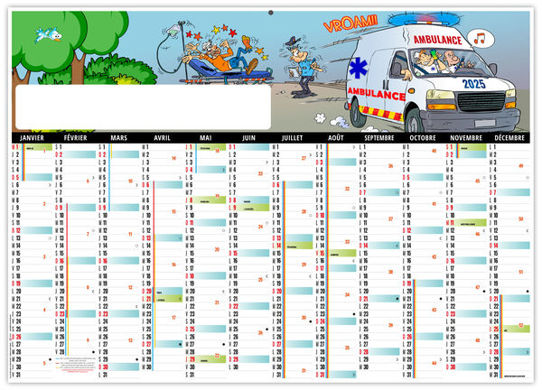 Calendrier publicitaire XXL effaçable l'ambulancier 2025