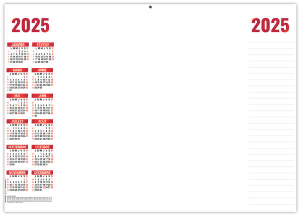 Calendrier publicitaire XXL effaçable simple 2025