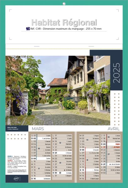 Calendriers publicitaires régions, Habitat Régional