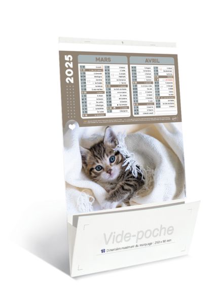 Calendriers publicitaires vide poches chats chiens, Chats et Chiens