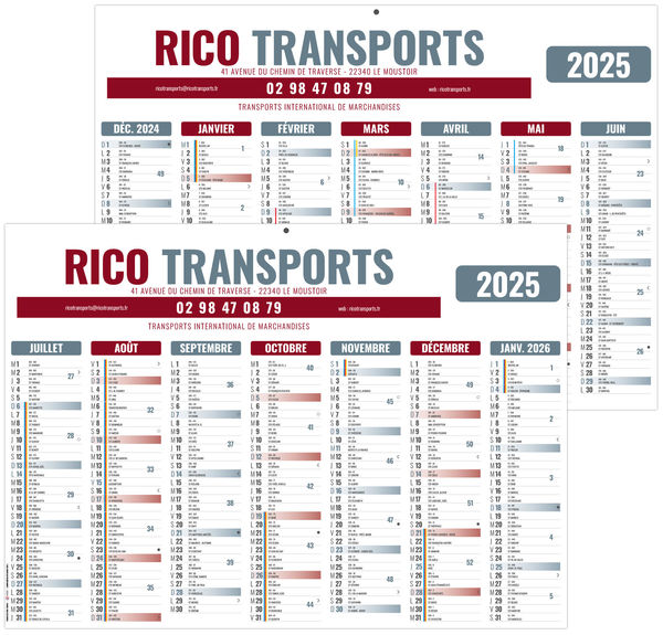 Calendrier entreprise gameco a vos couleurs 2025