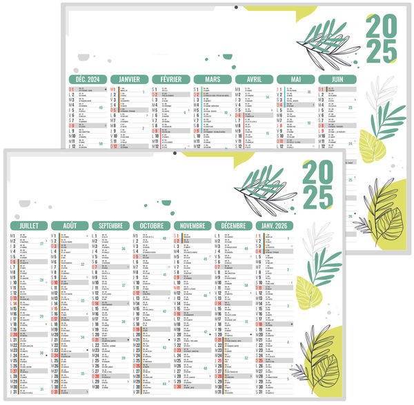 Calendrier entreprise naturel 2025