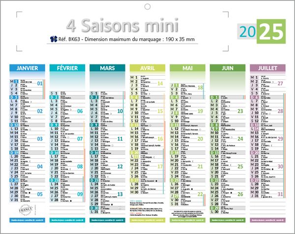 Minis calendriers publicitaires, Mini Les 4 Saisons