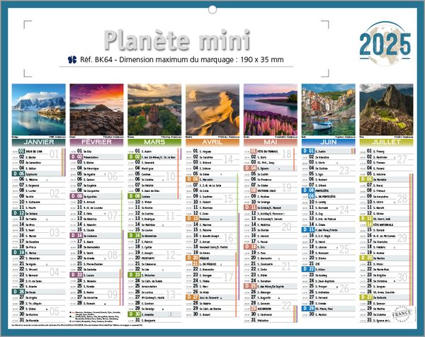 Petit calendrier publicitaire, Mini Planète