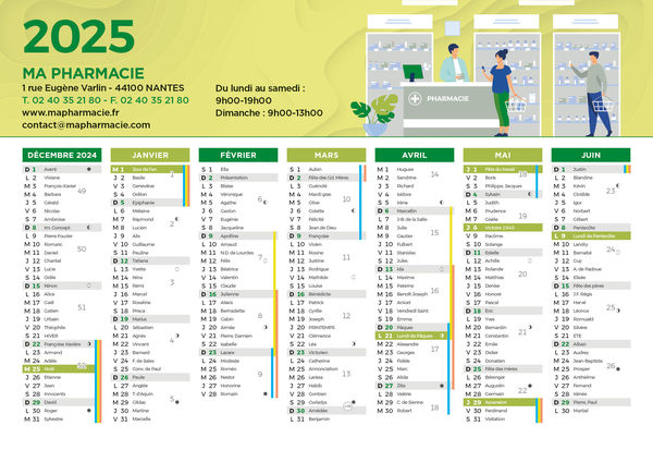 Pharmacie - Calendrier Personnalisé