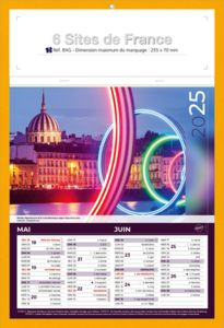 Bloc calendrier publicitaire, Sites de France 1