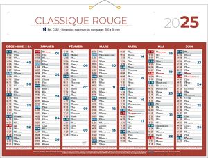 Calendrier bancaire, Classique Couleurs 2