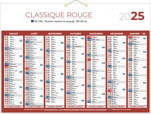 Calendrier bancaire, Classique Couleurs 3