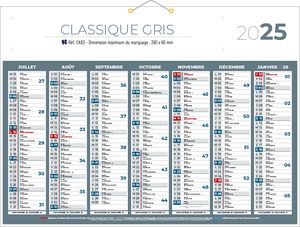 Calendrier bancaire, Classique Couleurs 5