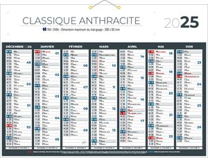Calendrier bancaire, Classique Couleurs 6