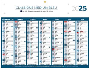 Calendrier bancaire publicitaire classique, Classique Medium