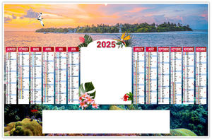 Calendrier personnalisable effaçable tropic 2025