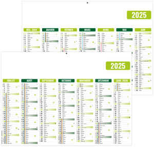 Calendrier personnalisable gameco vert 2025