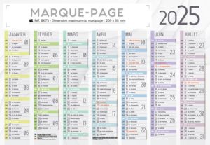 Calendrier petit format, Mini Marque-Page