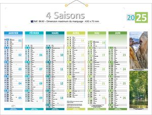 Calendrier publicitaire 4 saisons, Les 4 Saisons