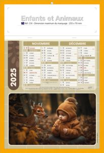 Calendrier publicitaire animaux, Enfants et animaux 4