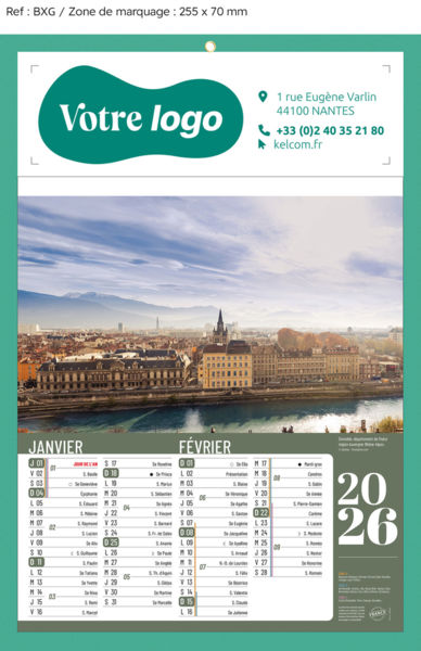Bloc calendrier publicitaire, Sites de France