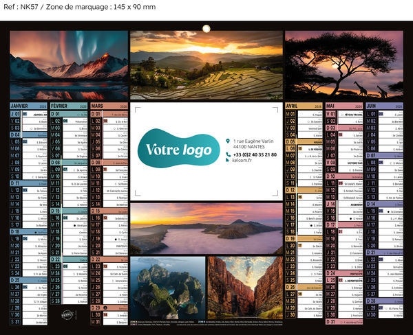 Calendrier bancaire Paysages Medium publicitaire