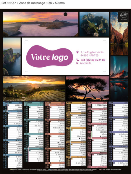 Calendrier bancaire Paysages Mini publicitaire