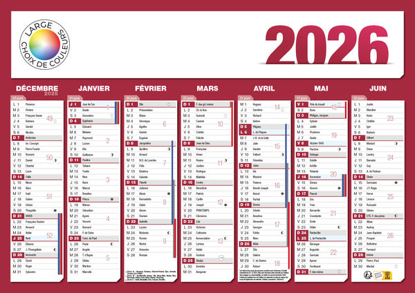 Calendrier bancaire personnalisé : Calendrier A4 2