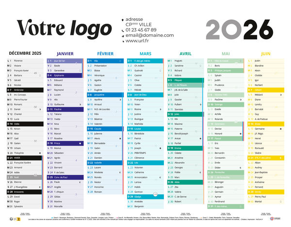 Calendrier bancaire personnalisé