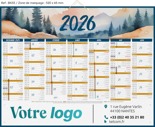 Calendrier bancaire publicitaire peinture France, Paysage France