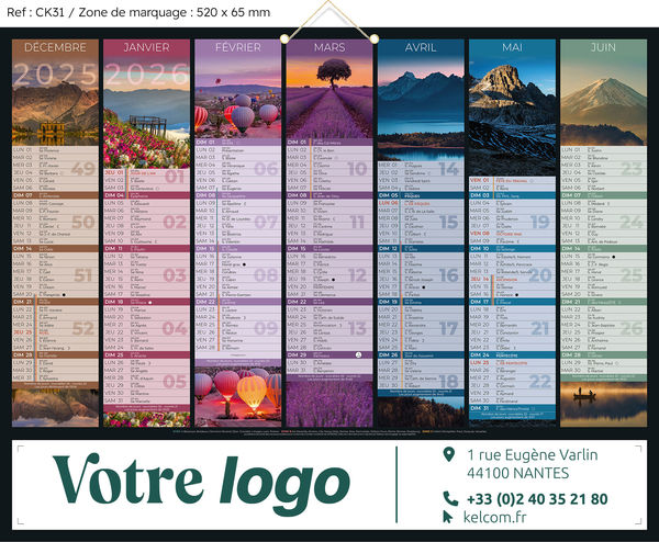 Calendrier entreprise à personnaliser, Coloribanque