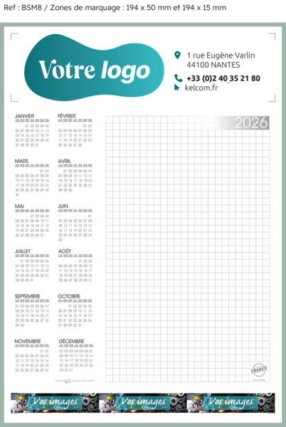 Calendrier Publicitaire Blocs Mensuels : Blom