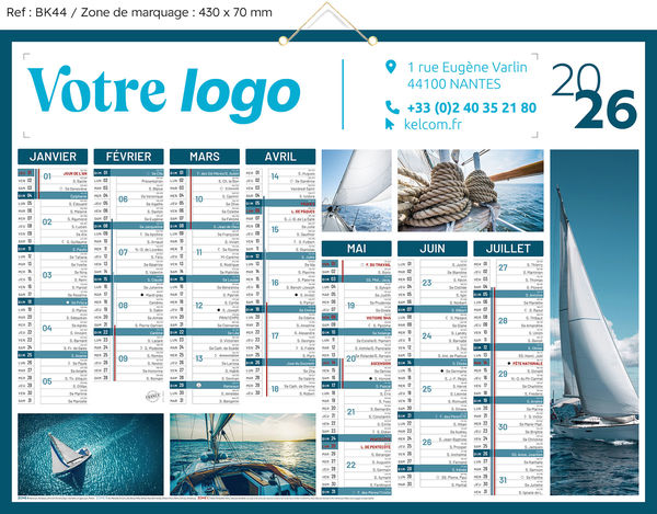 Calendrier publicitaire bateau, Voiles