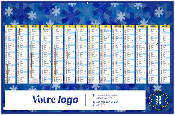 Calendrier publicitaire croix bleue 2025