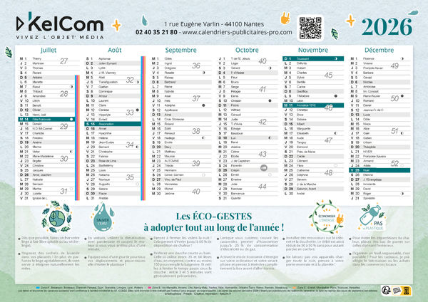 Calendrier publicitaire Eco-gestes 1