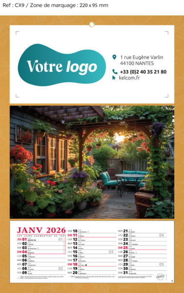 Calendrier publicitaire fleur, Maisons Fleurs