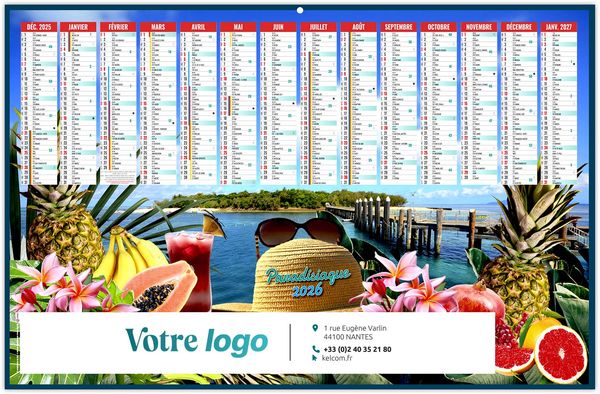 Calendrier publicitaire paradisiaque 2025