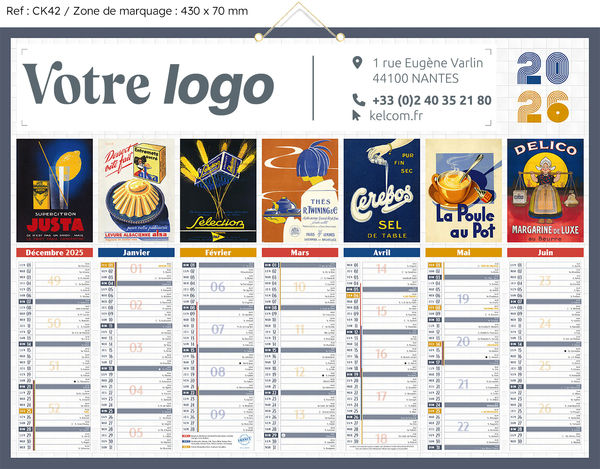 Calendrier publicitaire personnalisé affiches pub, Affibanque