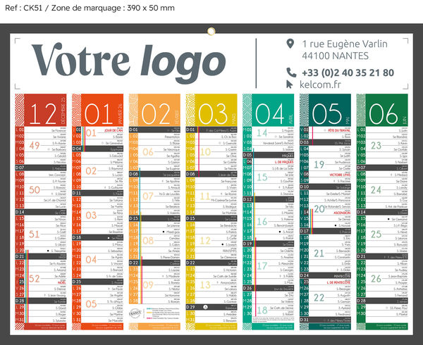 Calendrier publicitaire personnalisé tendance, Medium Tendance