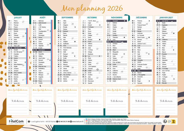 Calendrier publicitaire Planner 2