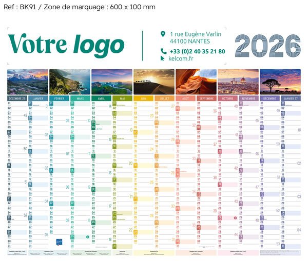 Calendrier publicitaire planning, Maxi Planning Effaçable