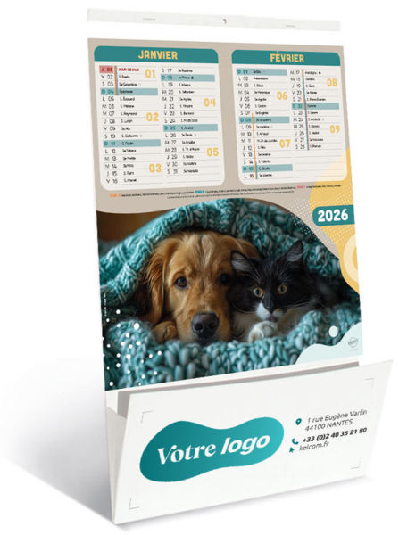 Calendriers publicitaires vide poches chats chiens, Chats et Chiens