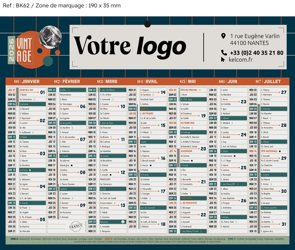 Mini calendrier publicitaire, Vintage Mini