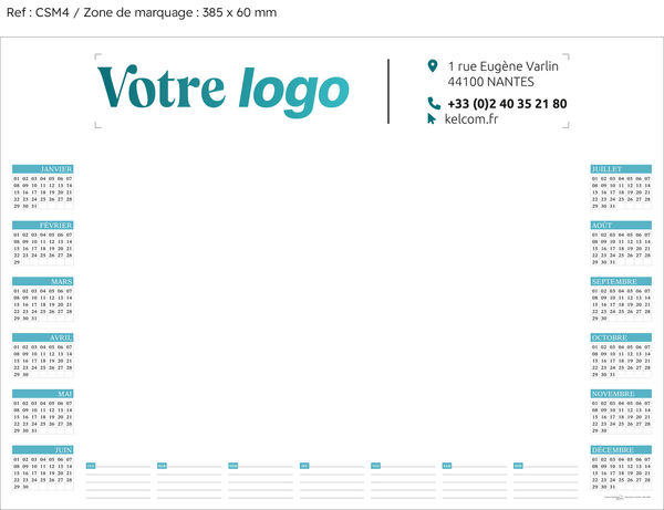 Sous main bureau publicitaire perpétuel