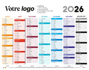 Calendrier bancaire personnalisé 2