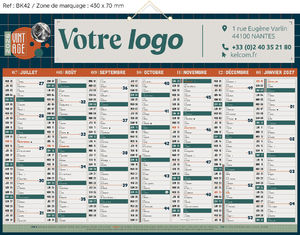 Calendrier bancaire publicitaire décoratif, Vintage 1