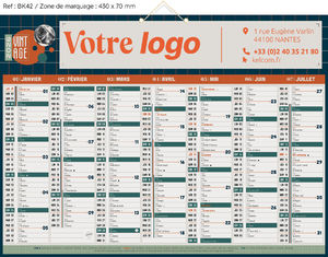 Calendrier bancaire publicitaire décoratif, Vintage