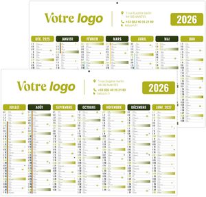 Calendrier personnalisable gameco vert 2025