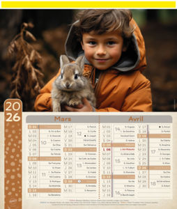 Calendrier publicitaire animaux, Enfants et animaux 1