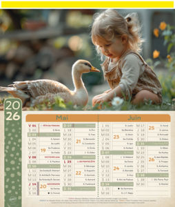 Calendrier publicitaire animaux, Enfants et animaux 2