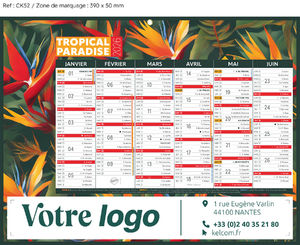 Calendrier publicitaire nature, Medium Exotique